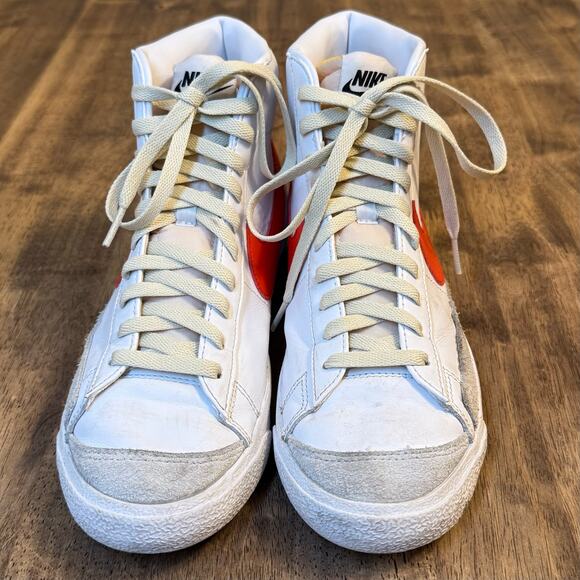 Nike Sneaker Blazer Mid '77 Vintage High Top Leather White Habanero Red Men’s 9 - Picture 4 of 10